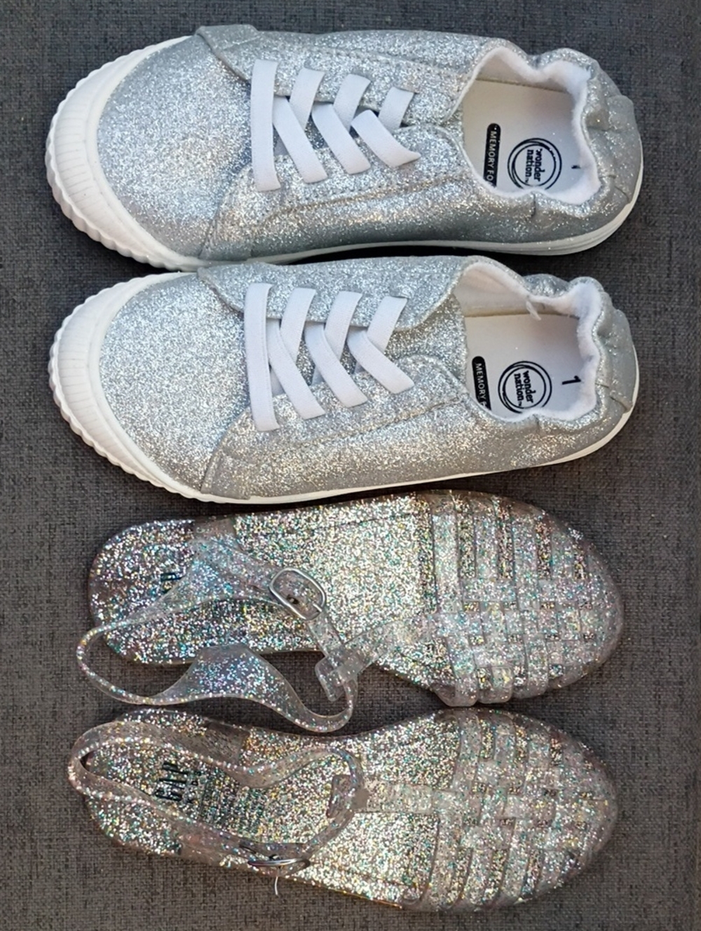 Kids Silver Glitter Sneakers by